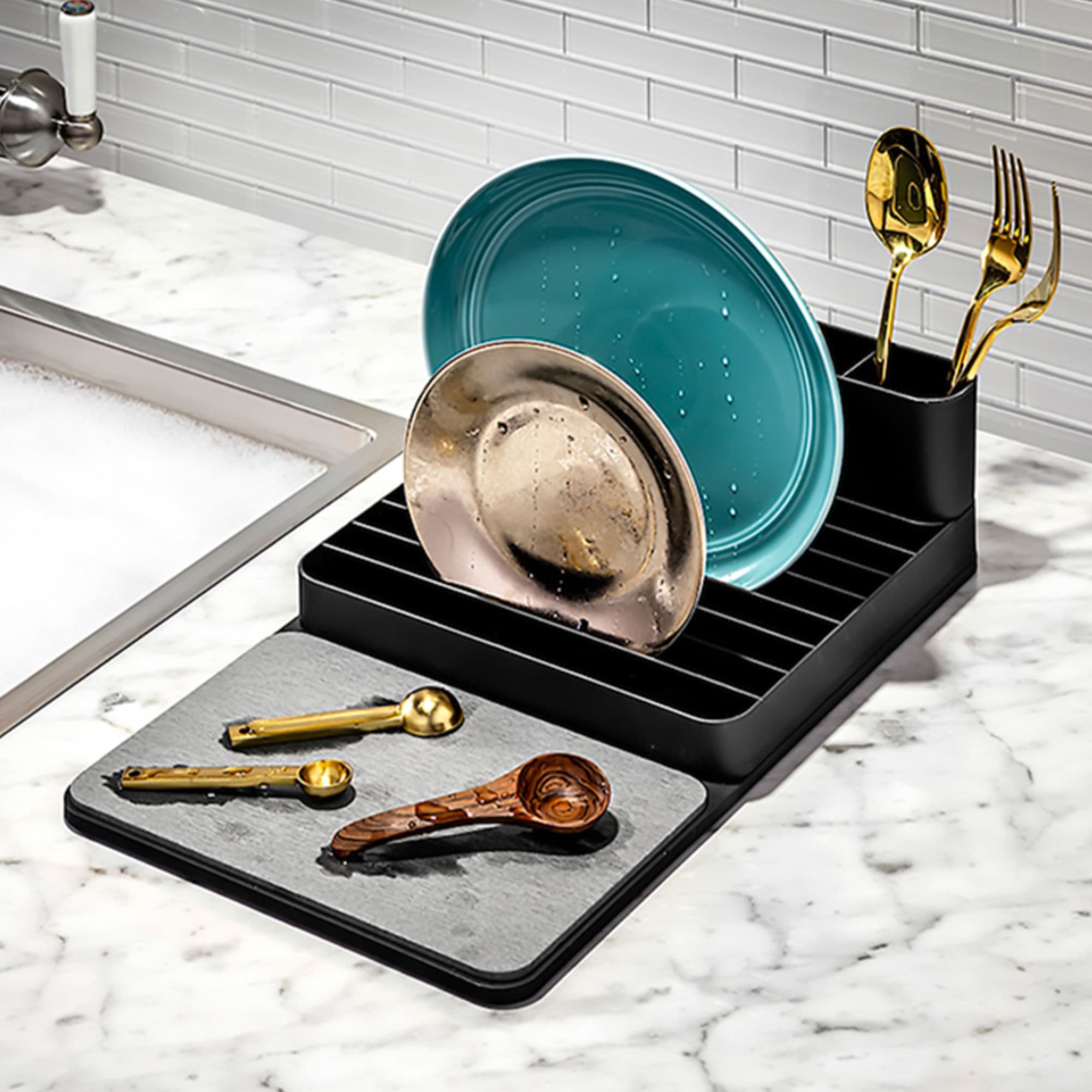 Madesmart Drying Stone Dish Rack Black Kitchen Warehouse™